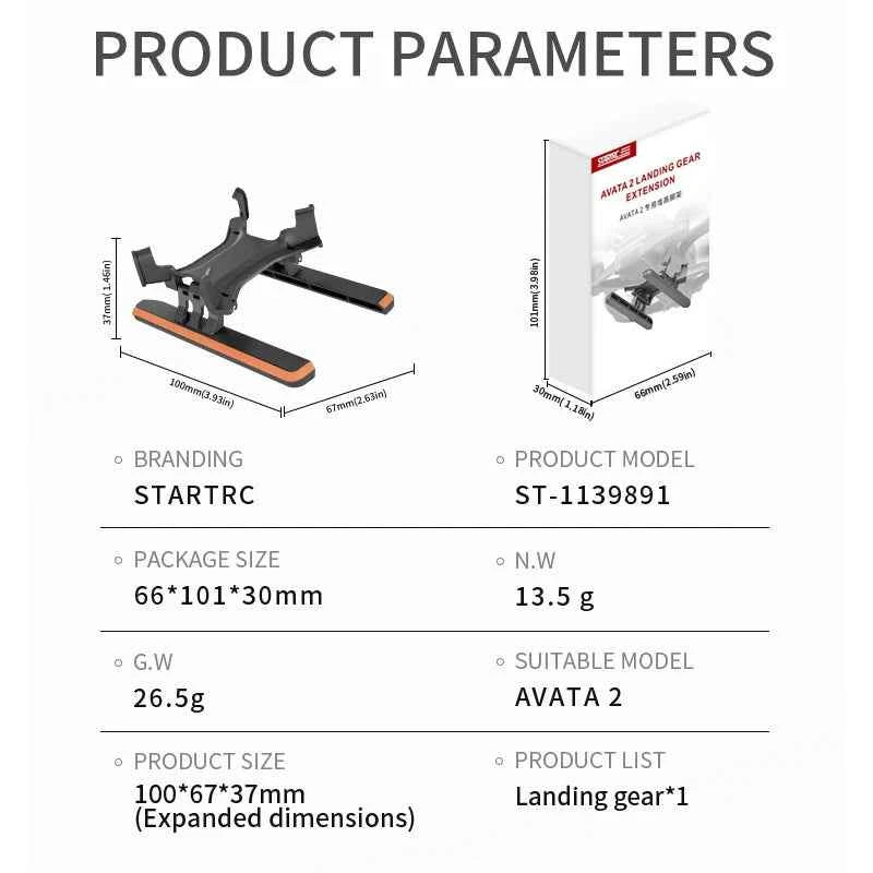 STARTRC Foldable Landing Gear for DJI Avata 2 (Black and Orange)